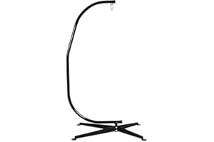 RELAX4LIFE Support Fauteuil Suspendu Pied de Hamac en Acier Robuste Revêtu en Noir Capacité Max 150KG Dimension 112x79x205CM