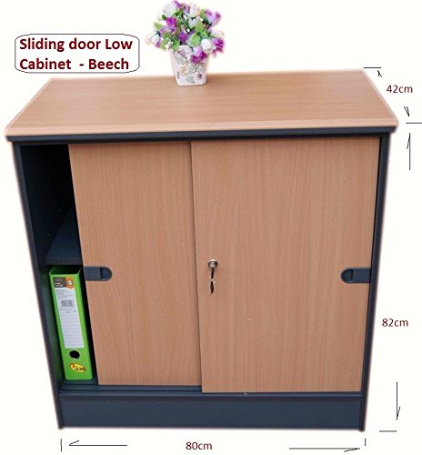 Office cupboard / Home Storage Cabinet with Shelves & door - (Beech / dark grey)