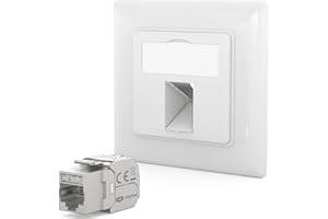 HB-DIGITAL 1-Port CAT 7 Netzwerkdose mit werkzeuglos Keystone max. 10 GBit/s Unterputz Netzwerkdose RJ45 Buchse STP Geschirmt RJ45 Datendose LAN Dose - Signalweiß RAL 9003