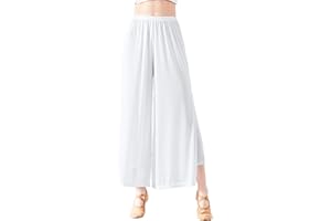 Angcoco Pantalones de Entrenamiento de Danza de Gasa elástica de Doble Capa para Mujer