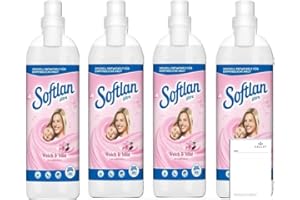 HALLEY BEDDING Softlan Weichspüler Weich & Mild 4 x 1L für unwiderstehlich weiche Wäsche + Halley Notizblock