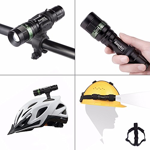 EasyAcc aufladbare Taschenlampe 500lm mit Cree LED Taschenlampe, Kopflampe mit einstellbarem Fokus, inkl. kostenlosem Hand und Kopfband - 8