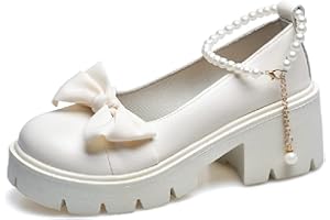 ULALAZA Zapatos Mary Jane de Plataforma para Mujer, Zapatos de tacón con Plataforma gótica Lolita en el Tobillo, Zapatos de Plataforma Gruesos, Zapatos de Vestir de Charol