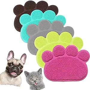 Pets Empire PVC Pet Dog Cat Puppy Kitten Dish Bowl Food Water Placemat Mat Paw Shape 1 Piece (Color May Vary)