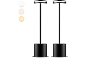 Moslumin Lampe de chevet LED tactile sans fil, 2PCS lampe de table 5000mAh rechargeable usb, metal, design modern, lumiere bureau batterie pour exterieur, interieur, terrasse, restaurant (noir)