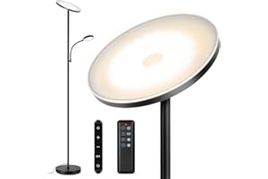OUTON Lampa podłogowa LED, 42 W/3600 lm, 126 LED, nowoczesna lampa podłogowa z lampką do czytania, z pilotem zdalnego sterowania, 4 temperatury barwowe i przełącznik dotykowy, do salonu, sypialni,