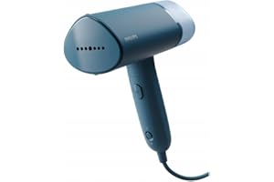‎PHILIPS DOMESTIC APPLIANCES Philips 3000-Serie Tragbarer Dampfglätter - 1000 W, Kompakt und Faltbar, 100ml Wassertank konstante Dampfleistung 20 g/min, Kein Bügelbrett erforderlich, Blau (STH3000/20)
