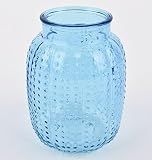 Flasche Deko Vase Glas 14x10x10cm Tischdeko (Blau)