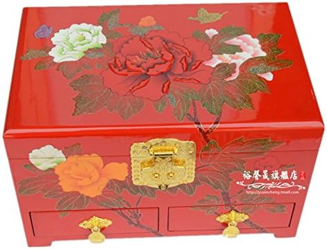 lacquer jewelry box jewelry box/Three-layer wooden lockable storage box with drawer-E