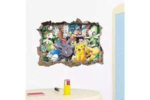KIBI STORE Kibi Stickers Muraux Pokémon Pikachu Autocollant Mural pour Chambre Enfants Bébé Décoration Murale Pokémon Pikachu Peel et Stick Stickers Muraux Autocollant Pokemon Sticker Mural Pokemon 3D