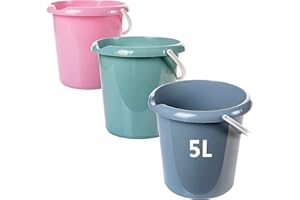 ‎2FRIENDS Eimer Putzeimer Haushaltseimer, 3 Stück, 5 Liter, in 3 Farben, Stabiler Kunststoff, mit Ausguss, lebensmittelecht, Made in EU