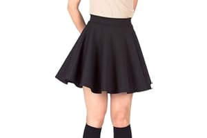 Pretty Fashion Skater Skirts for Women UK A-Line Stretchy Flared Skater Skirt Women's Skirts Black Mini Skirt Pleated Skirt Tennis School Skirt Multiple Colours Plus Size 8-22