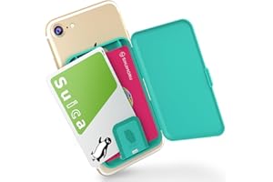 Sinjimoru Porte-Carte Téléphone, Étui Cartes Autocollant, Portefeuille Femme/Homme, Porte-Monnaie Casier pour iPhones, Androids, Téléphones Portables, Card Zip, Bleu Menthe