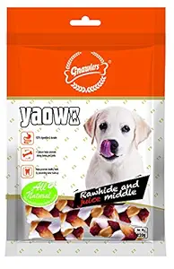 Gnawlers Yaowo Rawhide Braided Bone Filled with Chicken Inside, 220 g