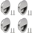 ZXShow 4 Pieces Recessed Sliding Door Handles 50mm 2 Inch Diameter Stainless Steel Round Flush Pull Handles Round Flush Finger Pull Handles with Hidden Concealed Screws for Door Cabinet Drawer
