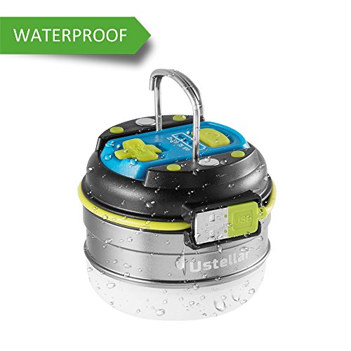 Ustellar LED Camping Taschenlampe, USB Aufladbar IPX4 wasserfest Camping Laterne, 2800mah Power Bank, 5 Lichtmodi, Tagbar Akkulampe mit Magnetisch Fuß für Camping, Wandern - 2