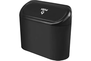 UKOFEW Auto Mülleimer, Multifunktional Kleiner Automülleinmer, Kleiner Automülleinmer mit Deckel, Auto-Mülleimer mit Deckel Hängende, für Autos, Zuhause, Büro, Küche (Schwarz)