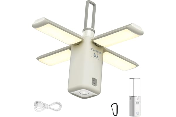 KLARUS CL2 Lampe Camping Multifonctionnelle, 10000 mAh rechargeable Lanterne Camping déformable, 750 lumens ,8 modes d'éclairage, lanterne LED étanche IPX5 pour tentes, pêche, randonnée d'urgence