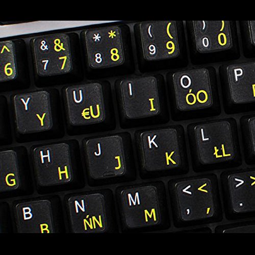 Polnische Programmierer transparente Tastaturaufkleber mit Gelben Buchstaben - Geeignet für jede Tastatur