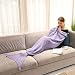 Produktbild Lvtree Meerjungfrau Schwanz Decke für Jugendliche Kinder Erwachsene, Super Soft All Seasons Schlafsofa Wohnzimmer Decke Stricken häkeln kuscheln Schlafdecke, klassisches Muster, 71" x 31,5", lila