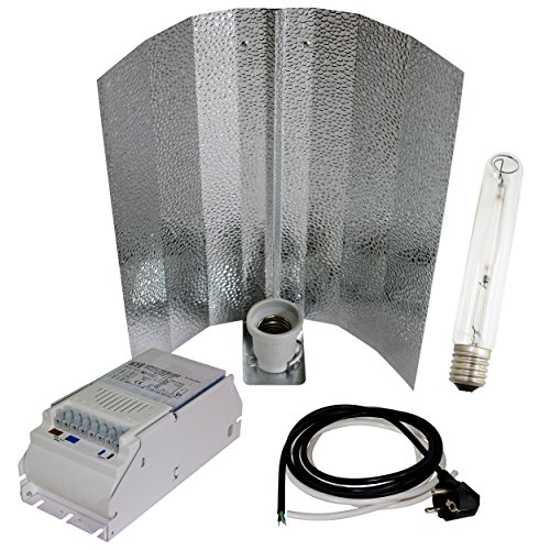 600-Watt NDL Grow-set Bausatz mit Blüte (HPS) Leuchtmittel, Hammerschlagreflektor und ETI VSG für Natriumdampflampen