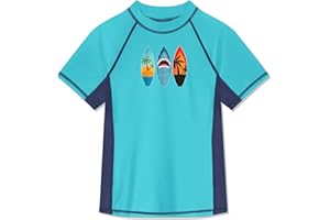 BesserBay Jungen Rashguard Shirt Kurzarm Schwimmshirt Top UV-Shutz UPF 50+ 110-160