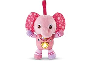 VTech - Lumi Chant'Éléphanteau, Peluche Éléphant Interactive, Hochet Bébé, Éveil Musical, Jouet Poussette, Siège Auto et Parc Bébé, Cadeau de Naissance Bébé Dès 3 Mois - Contenu en Français Rose