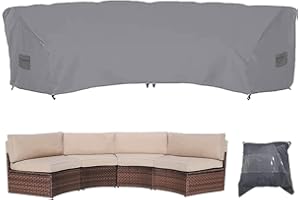 Skyour Patio Sectional Curved Sofa Protector Cover Waterproof Heavy Duty 420D Oxford Outdoor Sectional Curved Couch Sofa Furniture Covers with Windproof Reinforced Buckles Grey