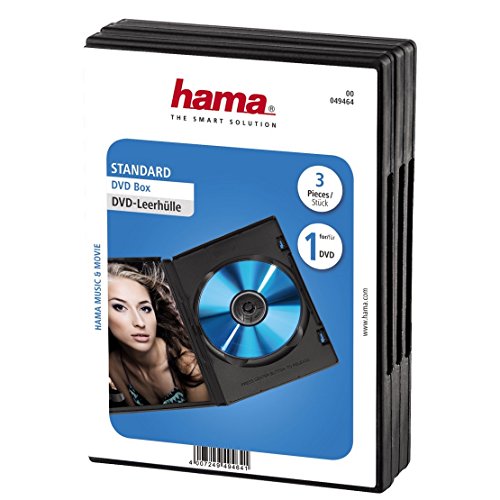 Hama DVD-Hüllen 3er-Pack (auch passend für CDs und Blu-rays) mit Folie zum Einstecken des Covers, schwarz