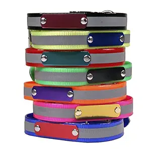 Personalized Reflective Dog Collar For Large Dogs - Color Hot Pink - Laser Engraved Name Plate - Odor Proof