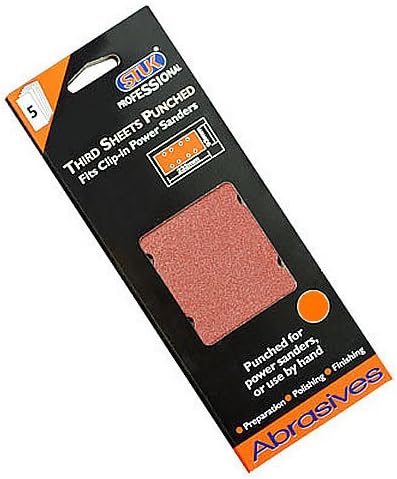 STUK Professional ZA93TS232H40 93 mm x 232 mm 40 Grit Clip-On Sanding Third Sheet - Red (Pack of 5)