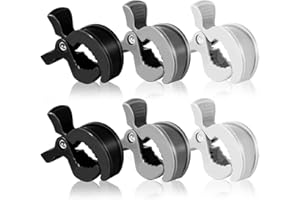 NOXYZA 6 Piezas Pinzas Carro Bebe, Pinzas para Cochecito, Universal,para Cochecitos,Sillas de Ruedas y Sillones Reclinables,para Asegurar Toallas,Juguetes,Ropa (Negro+Gris+Blanco)