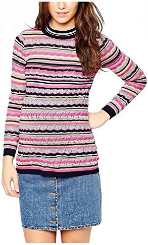 ASOS Maternity Long Sleeve Lurex Stripe Knitted Jumper, Pink &amp; Multicolour, UK Size 14