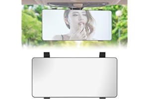 NAROSEBE Espejo Parasol Universal para Coche 25,5x13,5cm Espejo Maquillaje Interior para Visera Coche Camiones y SUV - Grande con Banda Ajustable y Vidrio de Alta Resolución