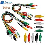 Senven (Ligne test 20pcs + pince crocodile 10Pcs) pince crocodile à tête double pince de test set cavalier couleur connecteur de sonde pince crocodile, pince crocodile -52cm -5 couleurs