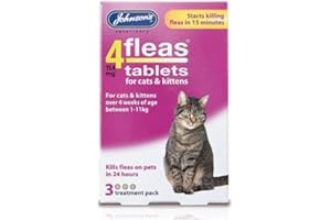 ToWorld(TM) JOHNSONS 4 FLEAS TABLETS FOR CATS & KITTENS - 3 TREATMENTS - NEW