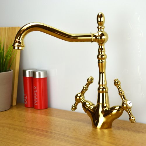 ENKI Waschtischarmatur Badewannenarmaturen bronzefarbene Kreuzgriffe BELGRAVIA - 2