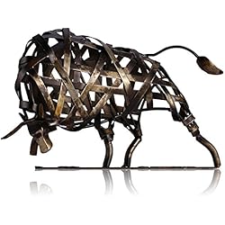 Tooarts Taureau Sculpture en Métal Fer Tressé Bovins Maison Ameublement Articles Artisanat