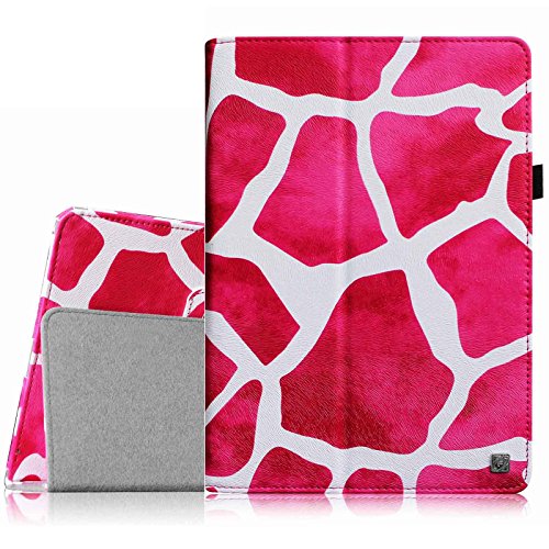 [Eckenschutz] Fintie Samsung Galaxy Tab 3 7.0 Lite T110 T111 T113 T116 Hülle Case - Slim Fit Folio Bookstyle Kunstleder Schutzhülle Cover Tasche mit Ständerfunktion für Tab 3 Lite 7.0 Zoll Tablet, Giraffe Pink