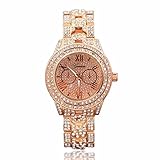 AMUSTER.DAN Unisex Metall Armband Quarz Armband Gold Armband Kristall Diamant Gold Uhr (Rosa)