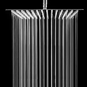 ANMEX 12x12 (12inch) UltraSlim Stailness Steel Heavy Rain Shower Head with 24inch SS Arm (Silver,Chrome Finish)