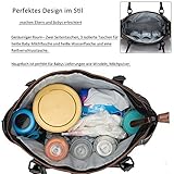 Baby Wickeltasche, BRINCH Multifunktion Baby Windel Umhängetasche tragbare Einkaufstasche mit Wickelunterlage, Isolierte Tasche, Kinderwagenbefestigungen - 2