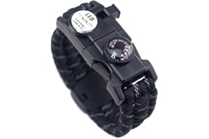 MANSWILL 21 in 1 Survival Bracelet, 7 Core Paracord Emergency Sports Wristband Gear Kit Waterproof Compass, SOS LED Light, Thermometer, Rescue Whistle, Fire Starter Multi-Tool Wilderness Adventure Accessories