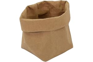 ZERODEKO Kraft Bag Kraft Paper Plant Pots Washable Flower Pot Bag Container Reusable Paper Bag Organiser Flower Pot Decoration S (Light Brown)