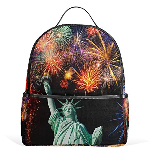 Preisvergleich Produktbild ALAZA Freiheitsstatue Feuerwerk Independence Day Rucksack für Schule Bookbag