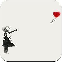 4-teiliges Untersetzer-Set Aus Holz Mit Banksy Street Art Motiven, Je 9x9 Cm