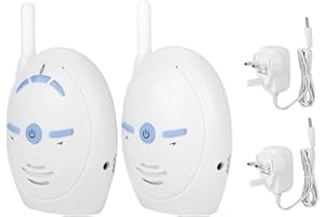 Digital Audio Baby Monitor,Bewinner 2.4Ghz Wireless Nanny Intercom Electronic Alarm Monitor,Support Two-Way Talk and Audio Monitoring,Plug and Play 250M Audio Monitor Transmission Range(UK) White
