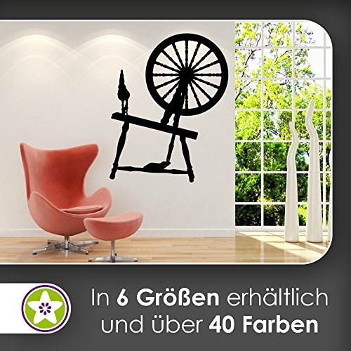KIWISTAR Spinnrad - Spinnstuhl Stoff Spinnerei Wandtattoo in 6 Größen - Wandaufkleber Wall Sticker