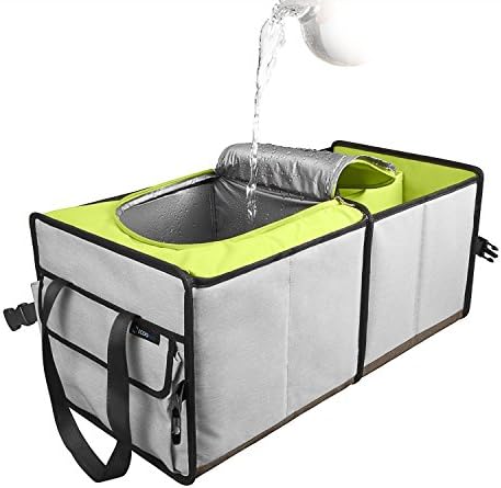 Elecfly Car Trunk Organizer- Cargo Storage Container -Durable &amp; Collapsible with Cooling and Insulation Great for Car, SUV, Truck, Minivan(Fruit Green)