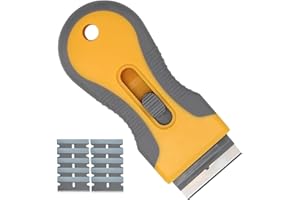 CANOPUS Outil de nettoyage multi-surfaces anti-rayures avec 10 pièces de rechange pour plaques de cuisson en verre, céramiques, fours, poêles en verre et voitures – Élimine les aliments brûlés, les taches